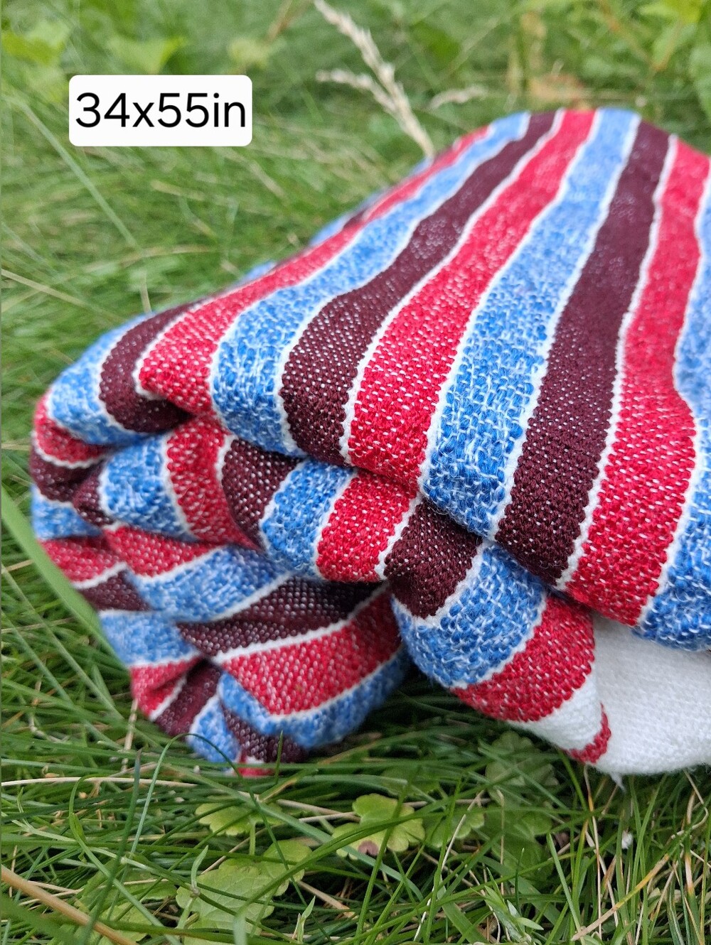 New handwoven Blue And Red Throw, picnic Blanket cotton - Handmade Blanket New